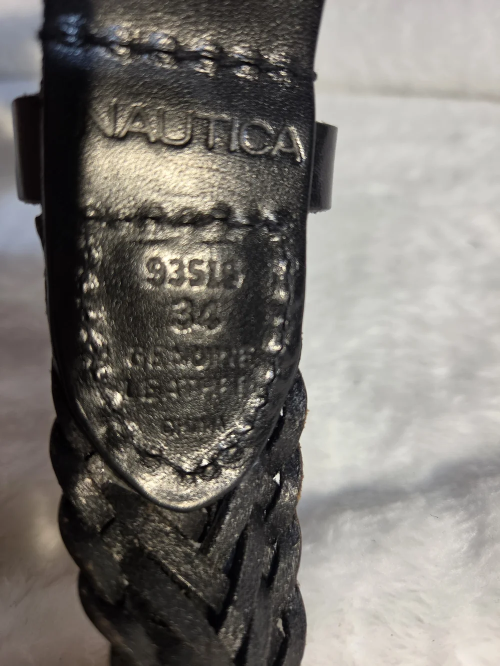 Nautica Braided Leather Belt - Black with Silver Buckle